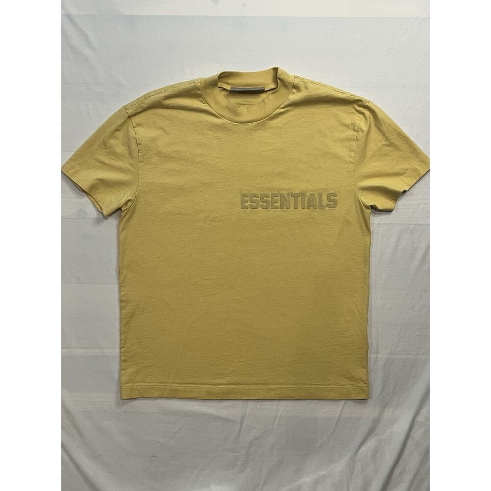 Fear Of God Essentials T Shirt Mens XS Yellow Short Sleeve Oversized Logo Tee